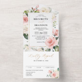 Invitation Tout En Un Peach Pastel Peach Pink FlorMariage (À l'intérieur)