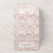 Invitation Tout En Un Peach & White Lace Dîner Moderne (Dehors)