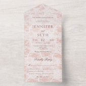 Invitation Tout En Un Peach & White Lace Dîner Moderne (À l'intérieur)