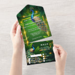 Invitation Tout En Un Peacock thème de luxe 3D paon émeraude or bleu<br><div class="desc">Entrez dans un monde enchanteur avec notre exquise invitation tout-en-un, où l'élégance vintage rencontre la commodité moderne de la manière la plus captivante. Imaginez que vos invités reçoivent une invitation qui non seulement les attire avec charme mais aussi les enchante avec ses caractéristiques uniques. À première vue, ils seront accueillis...</div>
