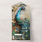 Invitation Tout En Un Peacock thème luxe 3D paon oiseau mariage (À l'intérieur)