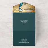 Invitation Tout En Un Peacock thème luxe 3D paon oiseau mariage (Dehors)