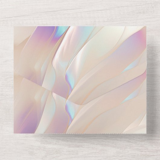 Invitation Tout En Un Pearl Blanc bleu violet Abstrait (Verso)