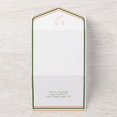 Invitation Tout En Un Pêche Blanc + Vert Simple Mariage moderne (Dehors)