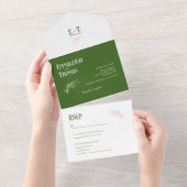 Invitation Tout En Un Pêche Blanc + Vert Simple Mariage moderne (Déchirure)