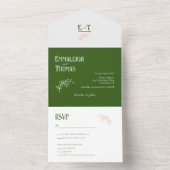 Invitation Tout En Un Pêche Blanc + Vert Simple Mariage moderne (À l'intérieur)