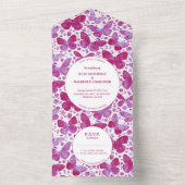Invitation Tout En Un Peinture à papillon Magenta rose moderne (À l'intérieur)