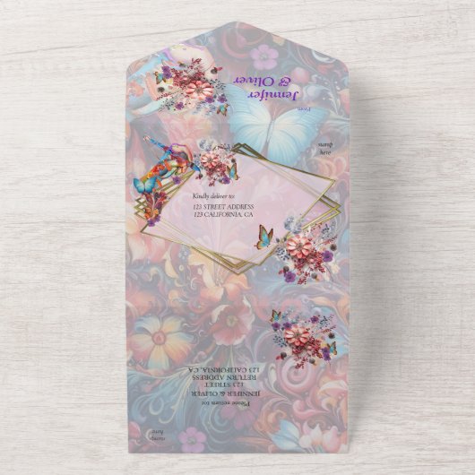 Invitation Tout En Un Peinture Imaginaire Fleurs exprimant la nature (Dehors)