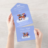 Invitation Tout En Un Penguin Neige hiver Anniversaire Baby shower Froid (Déchirure)