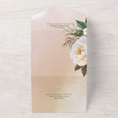 Invitation Tout En Un Peonies blanches modernes sur le code QR Brown (Dehors)