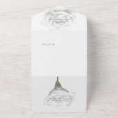 Invitation Tout En Un Peonies blanches rustiques Floral Blanc QR Code (Dehors)