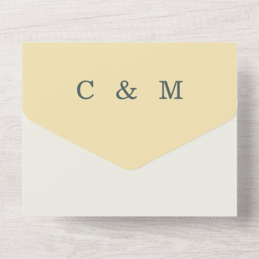 Invitation Tout En Un Peonies Jaunes Turquoise & Crème Mariage Aucun par (Verso)