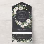 Invitation Tout En Un Peony blanc | Aquarelle Mariage de cadre Floral (À l'intérieur)