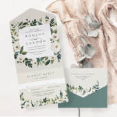 Invitation Tout En Un Peony blanc | Aquarelle Mariage de cadre Floral