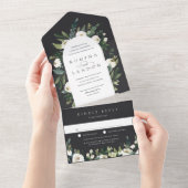 Invitation Tout En Un Peony blanc | Mariage d'arche florale aquarelle (Déchirure)