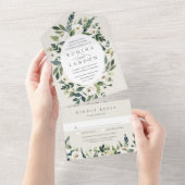 Invitation Tout En Un Peony blanc | Mariage floral de l'aquarelle du cad (Déchirure)