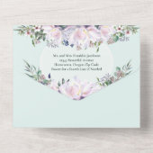 Invitation Tout En Un Peony Garden Mint Green All in One Wedding Inviter (Verso)