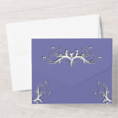 Invitation Tout En Un Périwinkle foncé et Tri blanc plié avec Mariage Rs (Verso)