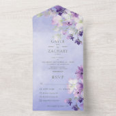 Invitation Tout En Un Périwinkle Purple Boho Dîner Floral (À l'intérieur)