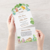 Invitation Tout En Un Petit Baby shower Dinosaur (Déchirure)