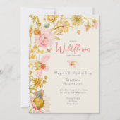 Invitation Tout en un petit Baby shower Fleur sauvage (Devant)
