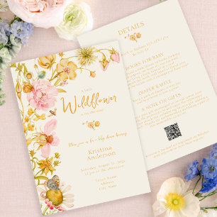 Invitation Tout en un petit Baby shower Fleur sauvage
