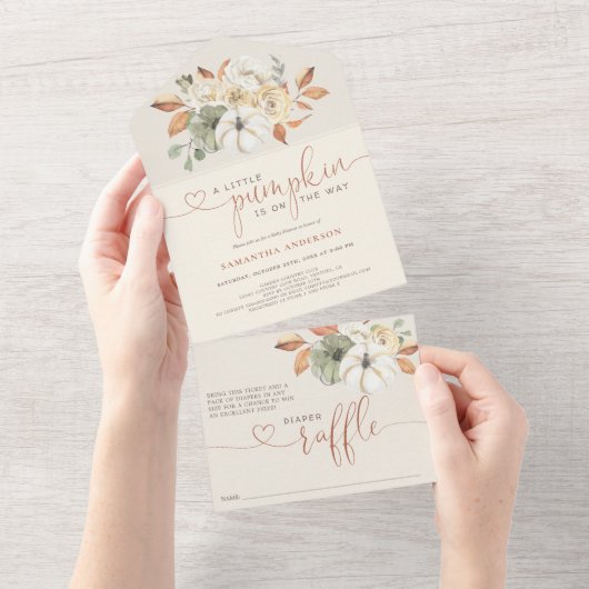 Invitation Tout En Un Petit Citrouille Autumn Diaper Raffe (Déchirure)