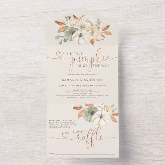 Invitation Tout En Un Petit Citrouille Autumn Diaper Raffe (À l'intérieur)