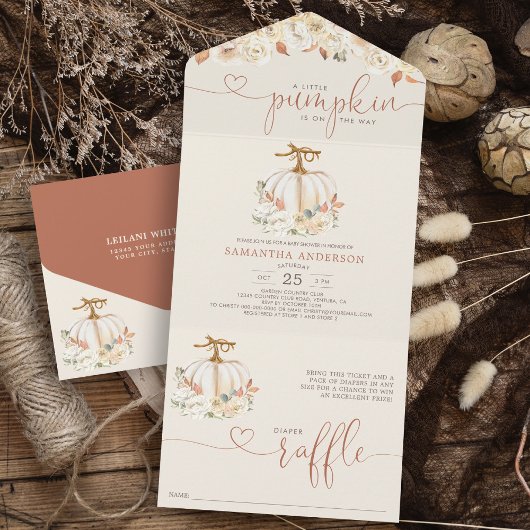 Invitation Tout En Un Petit Citrouille Autumn Diaper Raffle