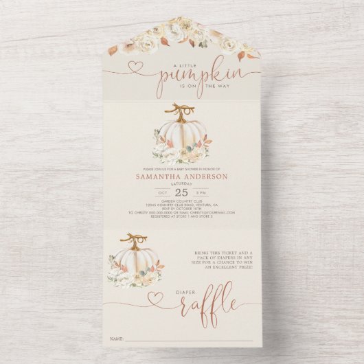 Invitation Tout En Un Petit Citrouille Autumn Diaper Raffle (À l'intérieur)