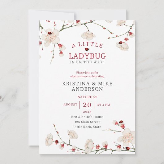 Invitation Tout en un petit Ladybug QR Code Douche (Devant)