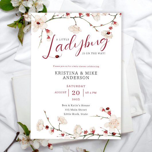 Invitation Tout en un petit Ladybug QR Code Douche
