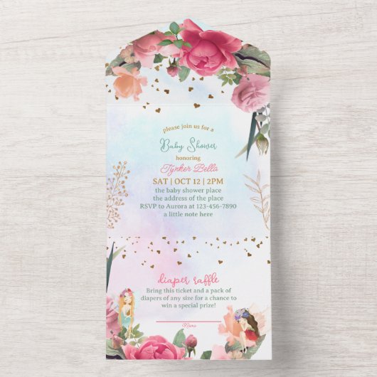 Invitation Tout En Un Petite Fée Baby Girl Douche (À l'intérieur)