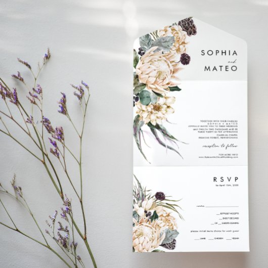 Invitation Tout En Un Phoque Florale Blanche Sceau Et Envoyer