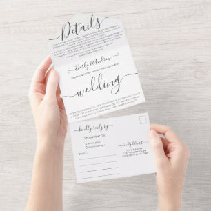Invitation Tout En Un Photo à l'extérieur dos simple moderne mariage