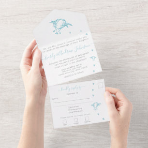 Invitation Tout En Un Photo au dos Aqua Bleu sarcelle Colibri Tout compr