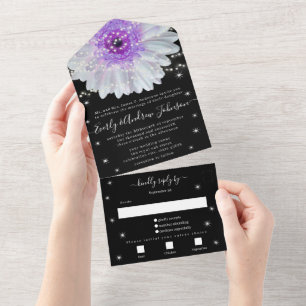 Invitation Tout En Un Photo Back Purple Gerber Star String Light