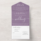 Invitation Tout En Un Photo Back Simple Modern Purple Mariage (À l'intérieur)