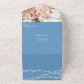Invitation Tout En Un Photo Back Simple Moderne Tranquil Mariage Bleu (Dehors)