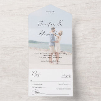 Invitation Tout En Un Photo & Big Names Mariage photo vertical V2
