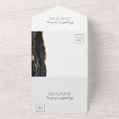 Invitation Tout En Un Photo Black Gold Agate Mariage (Dehors)