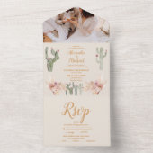 Invitation Tout En Un Photo Boho Desert Cactus Mariage (À l'intérieur)