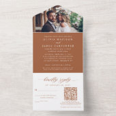 Invitation Tout En Un Photo Boho moderne RSVP QR Code Mariage en terre c (À l'intérieur)