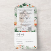 Invitation Tout En Un photo botanique fleur sauvage verte orangée (À l'intérieur)