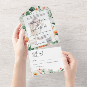 Invitation Tout En Un photo botanique fleur sauvage verte orangée