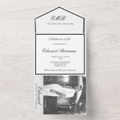 Invitation Tout En Un Photo commémorative funéraire noir et blanc simple (À l'intérieur)