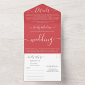 Invitation Tout En Un Photo de Back Simple Modern Luscit Mariage rouge (À l'intérieur)