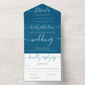 Invitation Tout En Un Photo de Back Simple Moderne Mykonos Mariage Bleu (À l'intérieur)