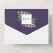 Invitation Tout En Un Photo de mariage de feuilles de verdure botanique  (Verso)