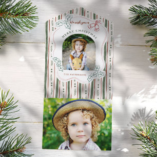 Invitation Tout En Un Photo de Noël drôle et fantaisiste avec des bandes